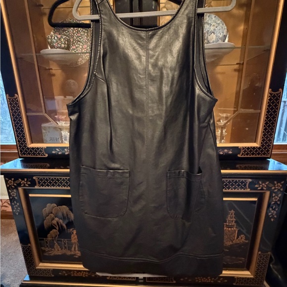 Free People Dresses & Skirts - Free People Black Faux Leather Pinafore Dress